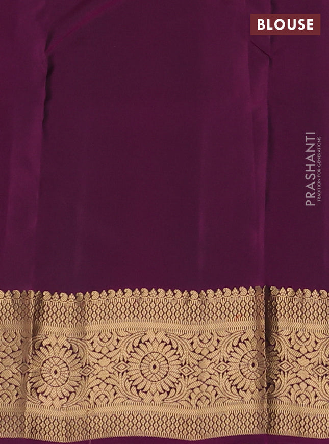 Kanchipuram silk saree peacock green and purple with zari woven buttas and zari woven border