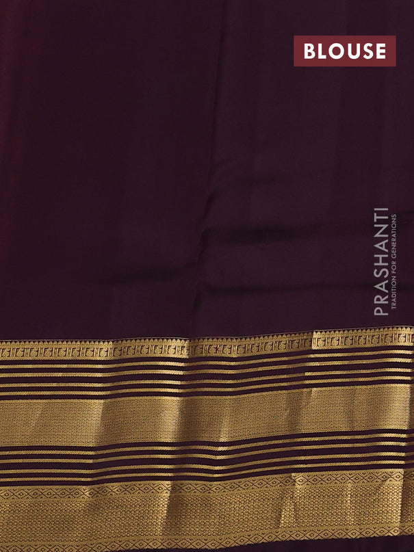Kanchipuram silk saree rustic orange and wine shade with zari woven buttas and long zari woven border