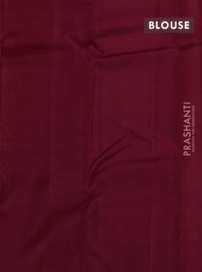 Kanchipuram silk saree sandal and maroon with allover zari weaves & buttas and long zari woven border