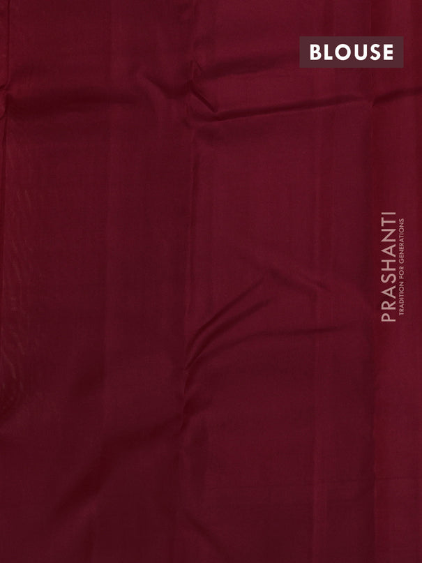 Kanchipuram silk saree sandal and maroon with allover zari weaves & buttas and long zari woven border