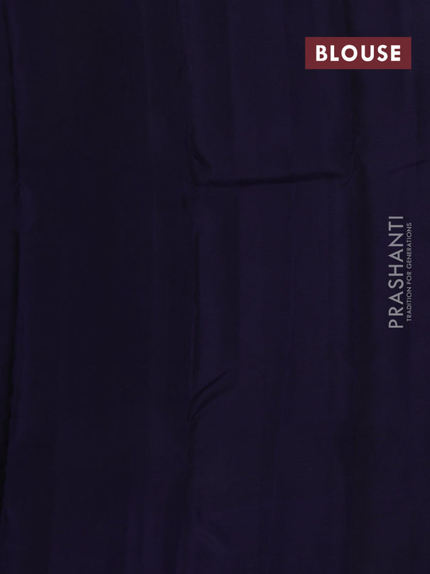 Kanchipuram silk saree bottle green and navy blue with allover zari checked pattern & buttas and long zari woven border