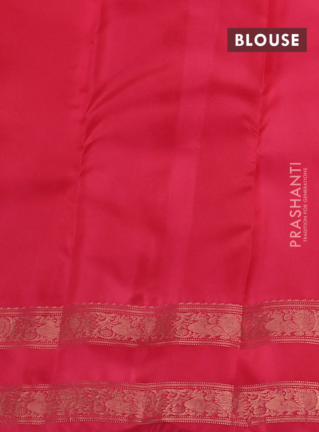 Kanchipuram silk saree peach shade and pink with allover zari weaves & zari woven buttas and rettapet zari woven border