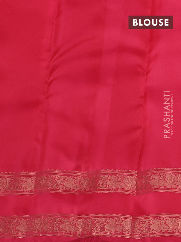 Kanchipuram silk saree peach shade and pink with allover zari weaves & zari woven buttas and rettapet zari woven border