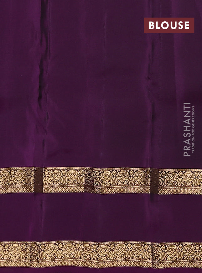 Kanchipuram silk saree peacock green and purple with allover zari weaves & buttas and rettapet zari woven border