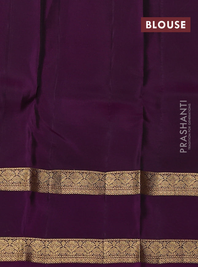 Kanchipuram silk saree mehendi green and purple with allover zari weaves & buttas and rettapet zari woven border