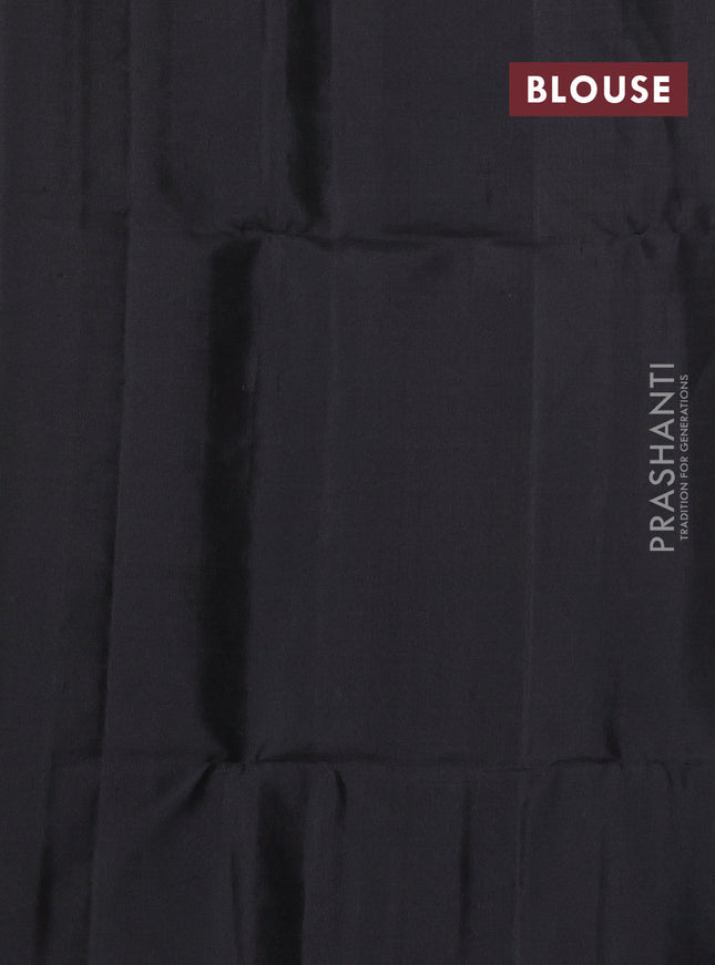 Pure soft silk saree mehendi green and black with allover thread woven brocade weaves and long zari woven bird butta border