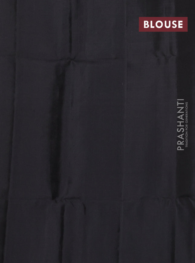 Pure soft silk saree magenta pink and black with allover thread woven brocade weaves and long zari woven bird butta border