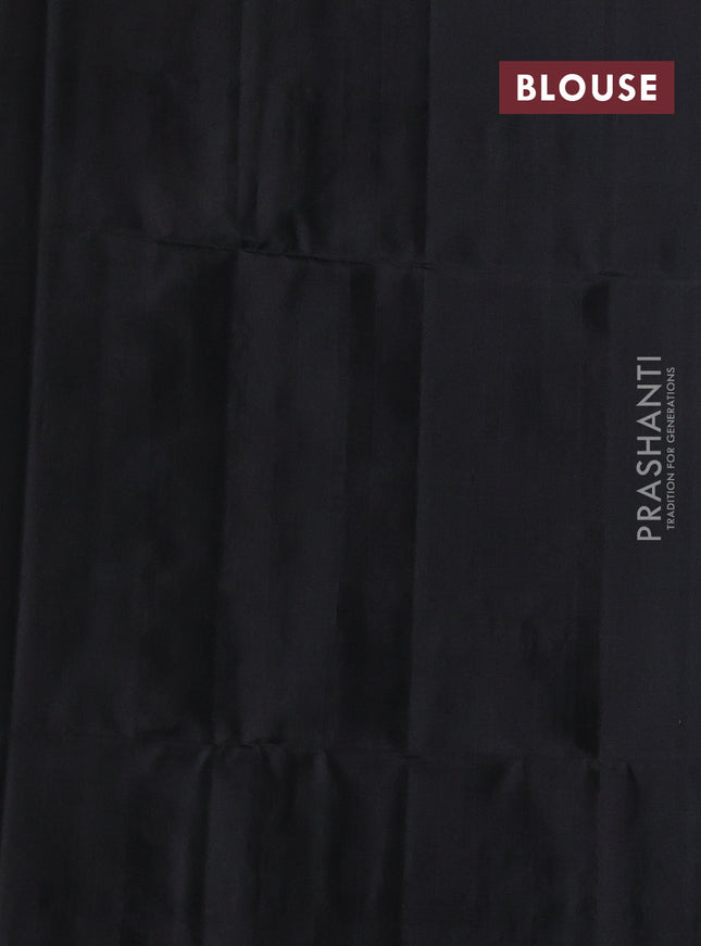 Pure soft silk saree black with allover stripe pattern & zari buttas and zari woven butta border