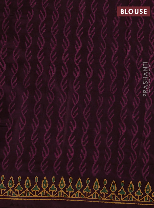 Uppada block printed silk saree coffee brown with butta prints and printed border