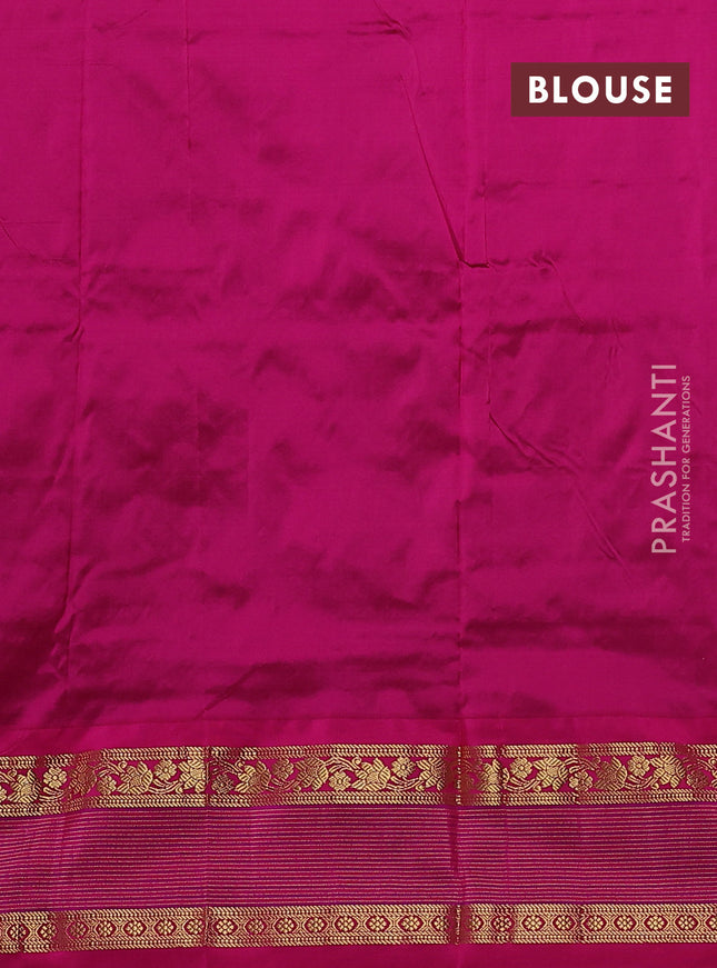 Narayanpet silk saree light green and pink with zari woven buttas and rettapet zari woven korvai border