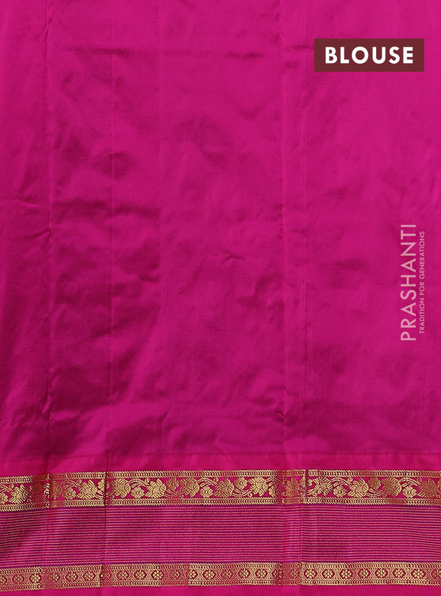 Narayanpet silk saree coffee brown and pink with zari woven buttas and rettapet zari woven korvai border