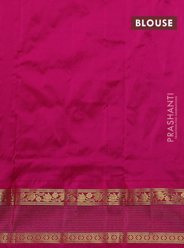 Narayanpet silk saree orange and pink with zari woven buttas and rettapet zari woven korvai border