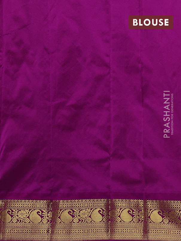 Narayanpet silk saree dark mustard and purple with zari woven buttas and paisley zari woven korvai border