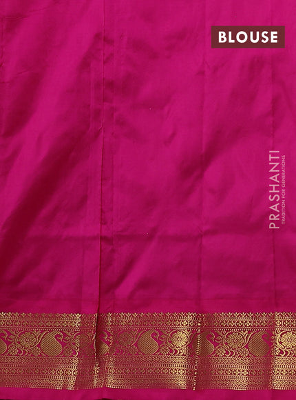 Narayanpet silk saree mustard yellow and pink with zari woven buttas and paisley zari woven border