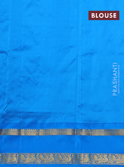 Narayanpet silk saree pink and cs blue with allover small checked pattern and rettapet annam zari woven korvai border