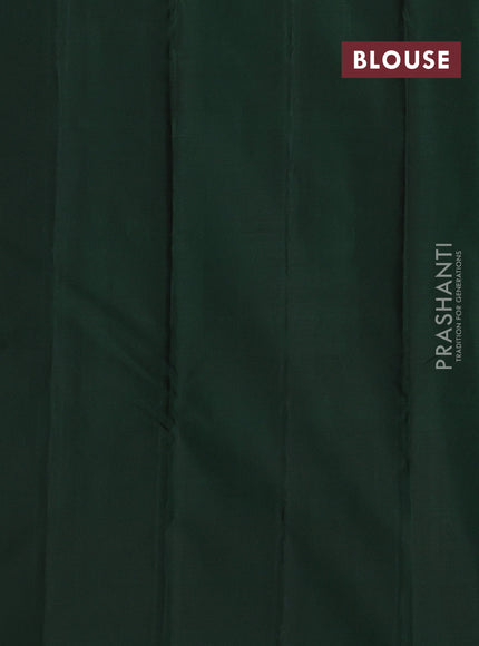Pure kanchipuram silk saree maroon and green with zari woven buttas in borderless style