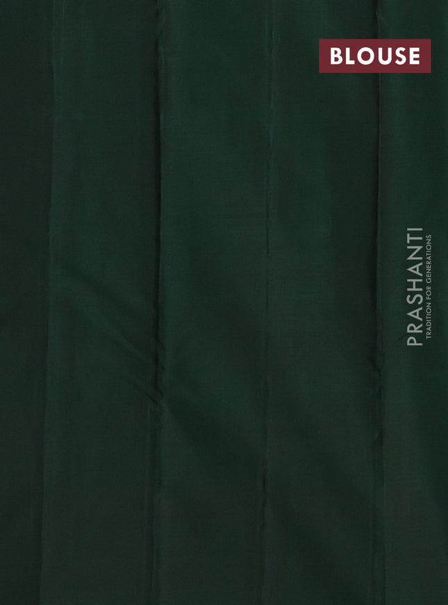 Pure kanchipuram silk saree maroon and green with zari woven buttas in borderless style