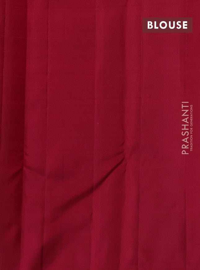 Pure kanchipuram silk saree pista green and maroon with allover silver zari weaves & buttas in borderless style