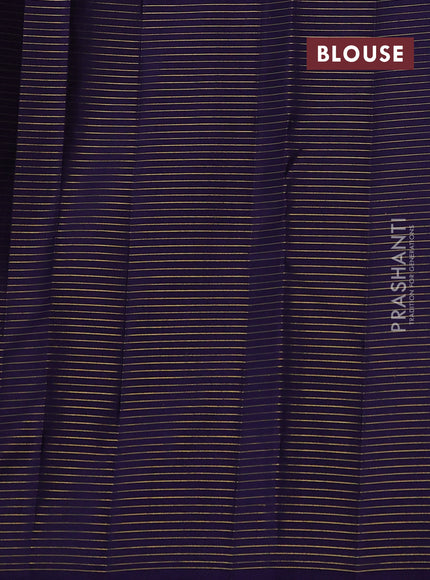 Pure kanchipuram silk saree pink and navy blue with allover small zari checks & buttas in borderless style