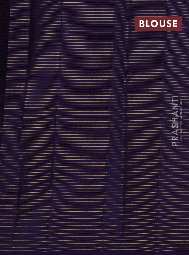 Pure kanchipuram silk saree pink and navy blue with allover small zari checks & buttas in borderless style