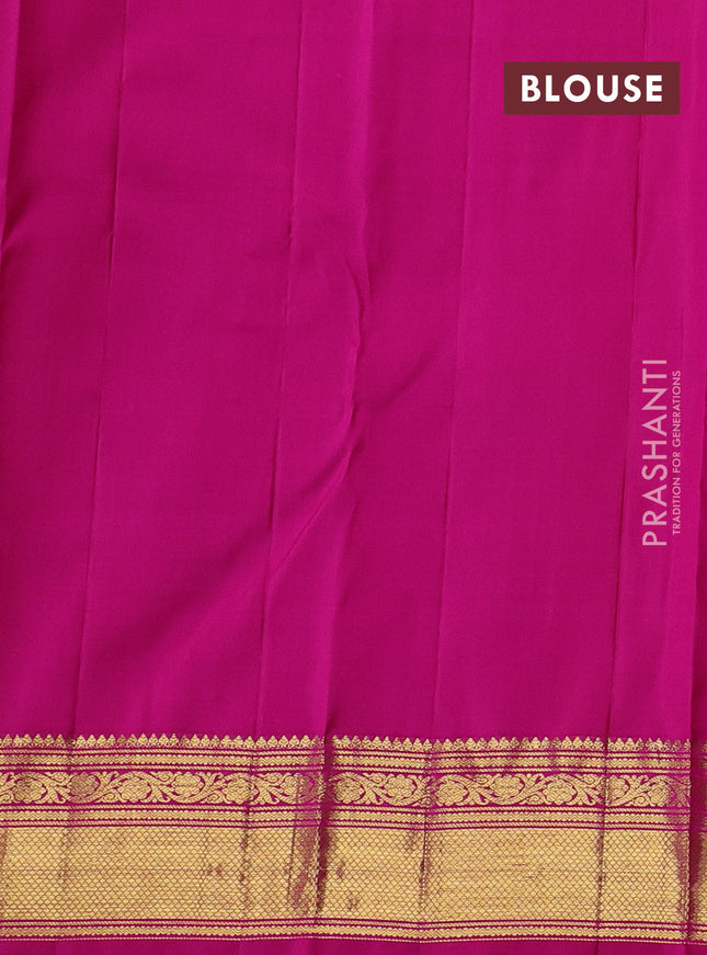 Pure kanchipuram silk saree dual shade of purple and pink with allover annam zari woven buttas and zari woven border
