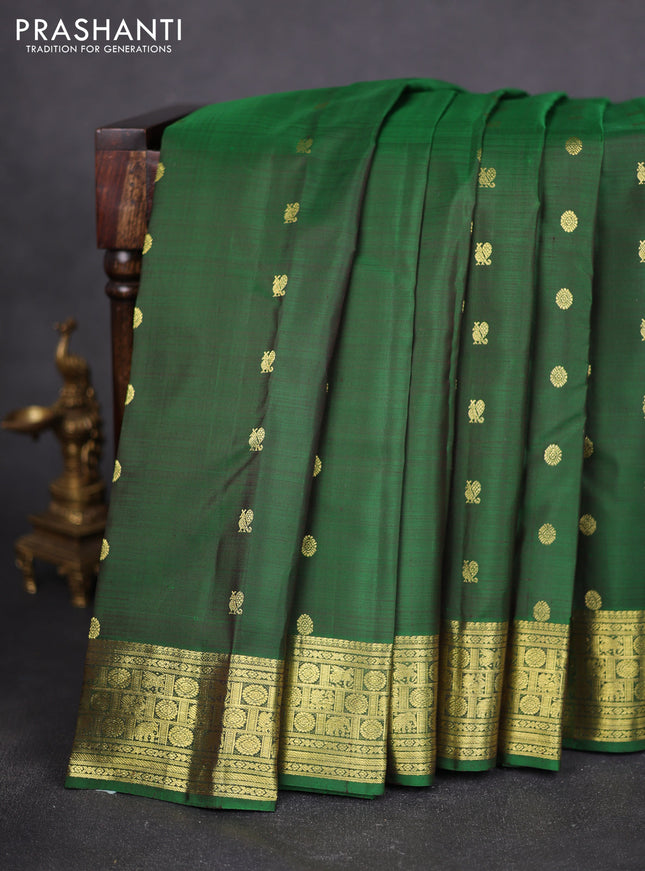Pure kanchipuram silk saree green with allover annam zari woven buttas and zari woven border