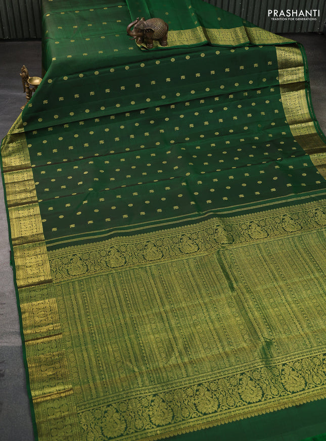 Pure kanchipuram silk saree green with allover annam zari woven buttas and zari woven border