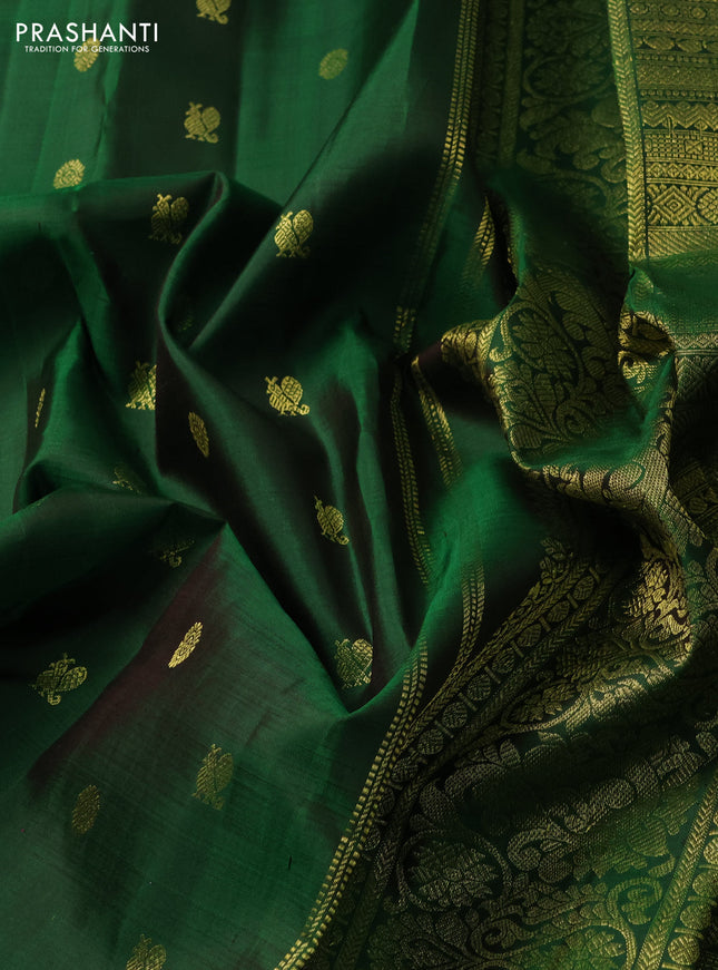 Pure kanchipuram silk saree green with allover annam zari woven buttas and zari woven border