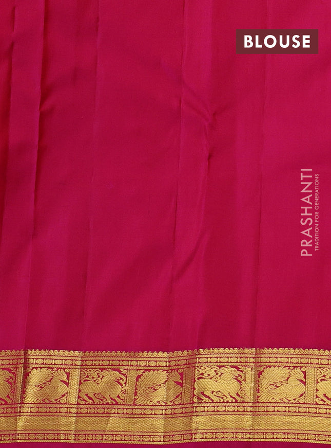 Pure kanchipuram silk saree mustard yellow and pink with zari woven buttas and zari woven border