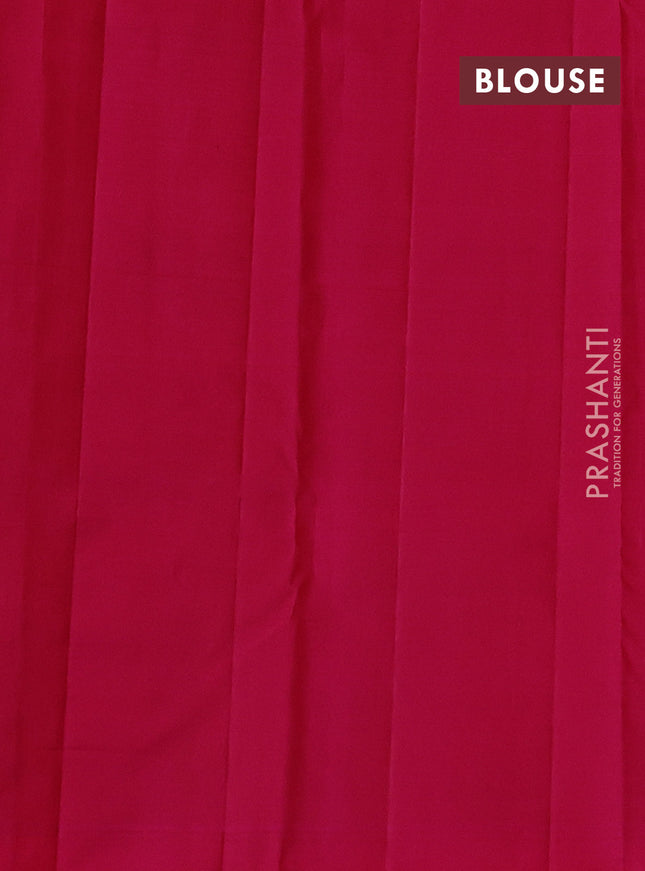 Pure kanchipuram silk saree orange and pink with allover silver & gold zari weaves and zari woven butta border