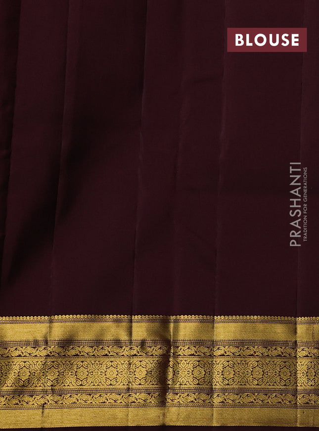 Pure kanchipuram silk saree peacock green and coffee brown with zari woven buttas and zari woven border