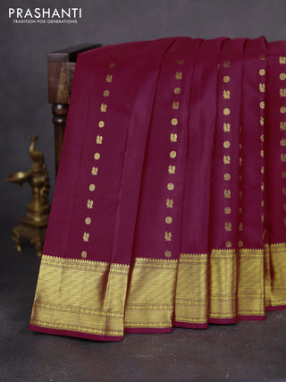 Pure kanchipuram silk saree maroon with allover annam zari woven buttas and zari woven border