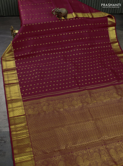 Pure kanchipuram silk saree maroon with allover annam zari woven buttas and zari woven border