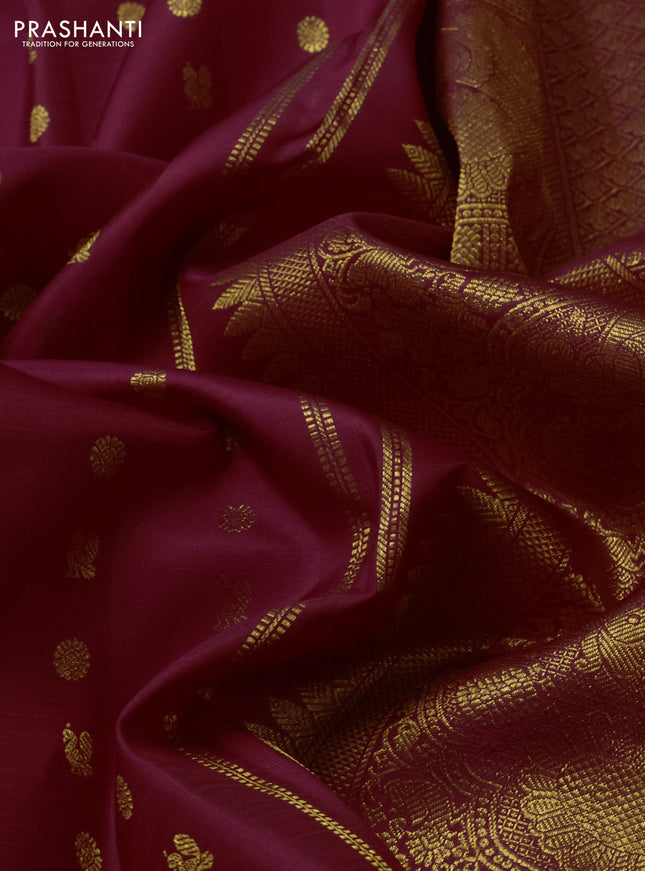 Pure kanchipuram silk saree maroon with allover annam zari woven buttas and zari woven border