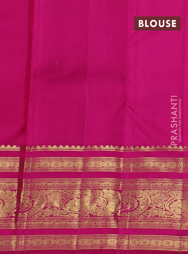 Pure kanchipuram silk saree dual shade of pinkish orange and pink with zari woven buttas and long zari woven border
