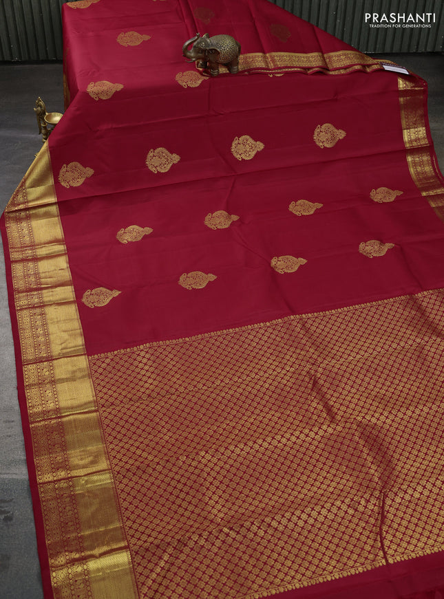 Pure kanchipuram silk saree red with zari woven buttas and zari woven border
