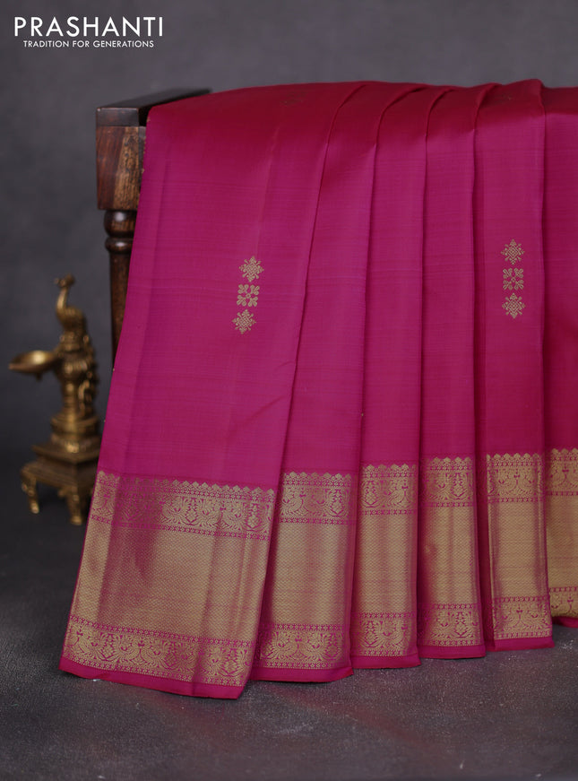 Pure kanchipuram silk saree pink with zari woven buttas and zari woven border