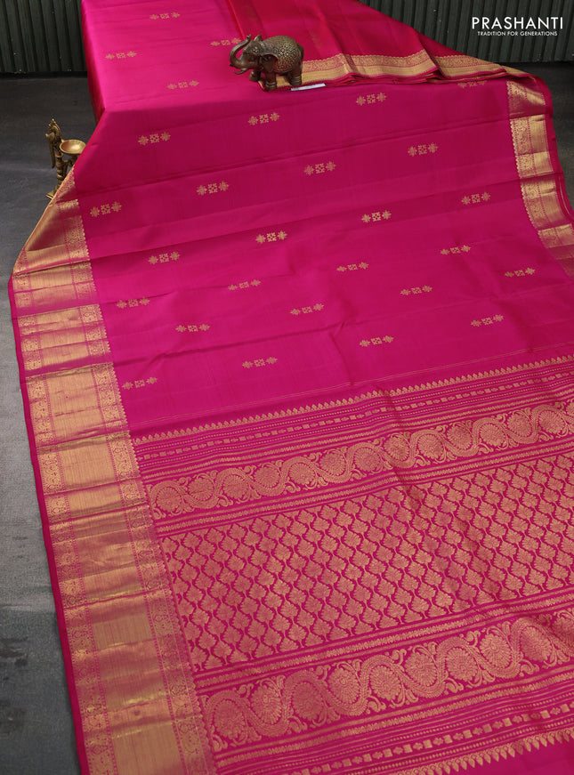 Pure kanchipuram silk saree pink with zari woven buttas and zari woven border