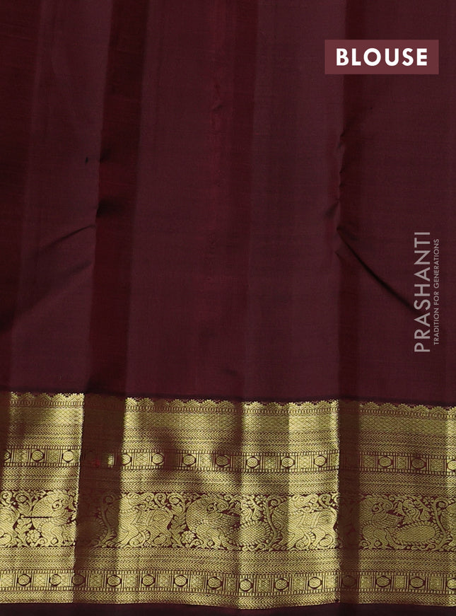 Pure kanchipuram silk saree deep maroon with zari woven buttas and zari woven border