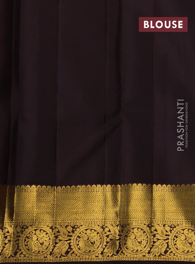 Pure kanchipuram silk saree rustic orange and coffee brown with zari woven buttas and zari woven border