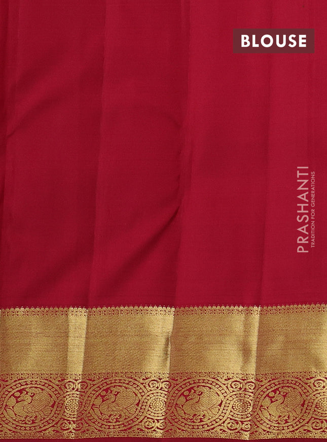 Pure kanchipuram silk saree deep maroon with zari woven buttas and zari woven border