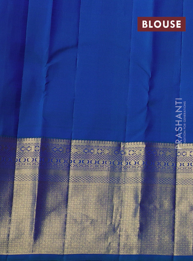 Pure kanchipuram silk saree dual shade of cs blue with zari woven buttas and long zari woven border
