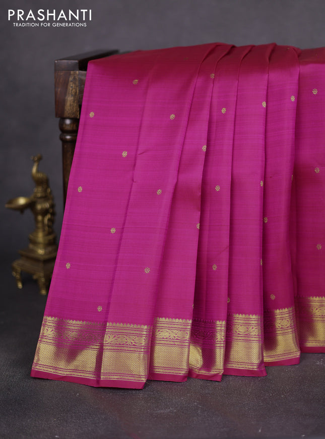 Pure kanchipuram silk saree dual shade of pink with zari woven buttas and zari woven border