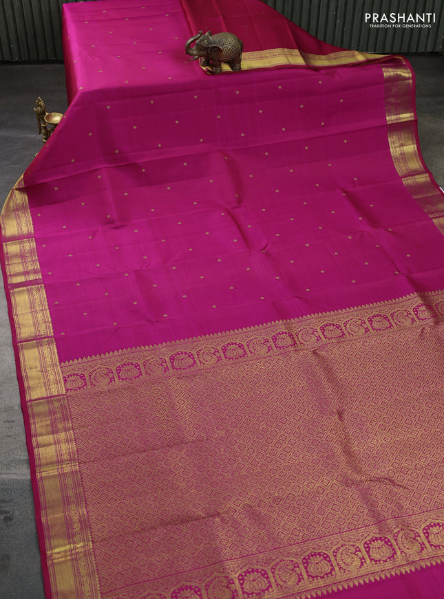 Pure kanchipuram silk saree dual shade of pink with zari woven buttas and zari woven border