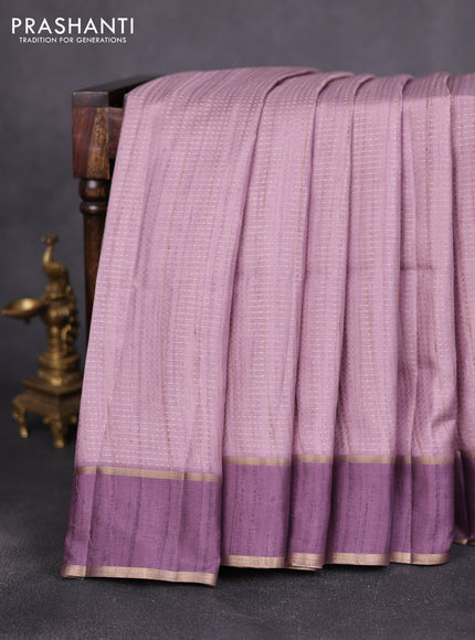 Semi matka saree mauve pink with allover zari weaves and rettapet zari woven border