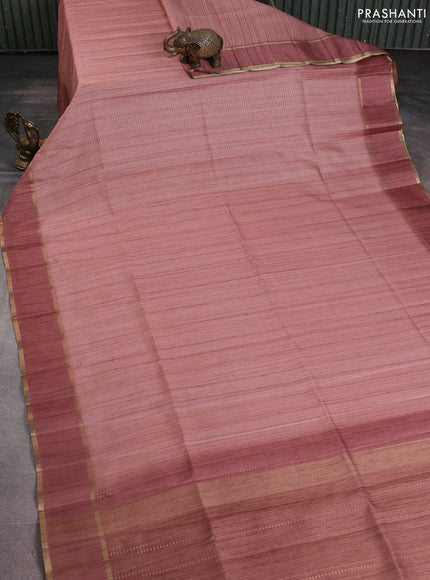 Semi matka saree pastel peach with allover zari weaves and rettapet zari woven border