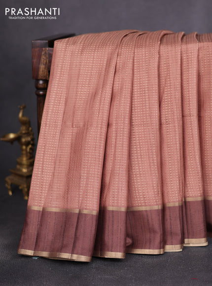 Semi matka saree brown and coffee brown with allover zari weaves and rettapet zari woven border