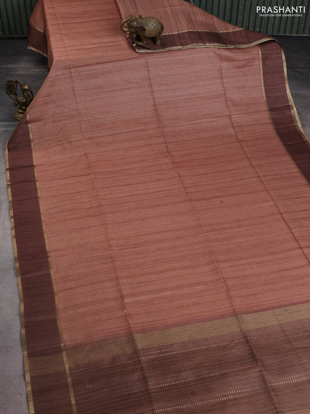 Semi matka saree brown and coffee brown with allover zari weaves and rettapet zari woven border