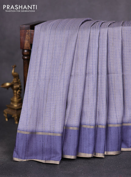Semi matka saree blue shade with allover zari weaves and rettapet zari woven border