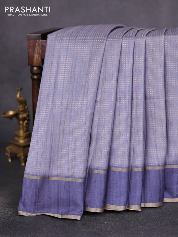 Semi matka saree blue shade with allover zari weaves and rettapet zari woven border